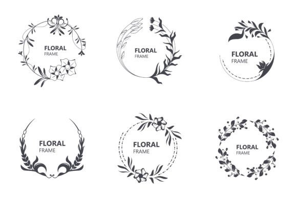 Download Floral Frame Round Shape Emblem Logotype - Premium Bundle