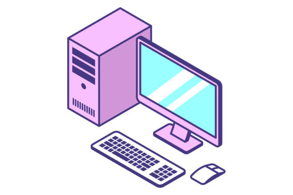 Download Pc Isometric Icon. Personal Computer Wor - Personal Collection